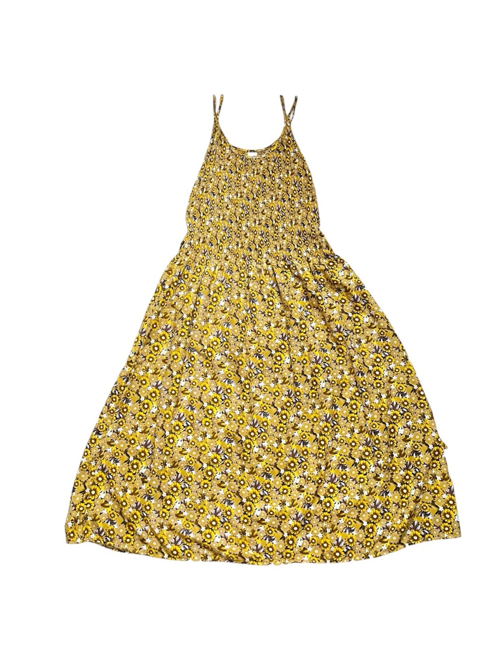 Women’s summer floral print smocked top maxi sleeveless dress